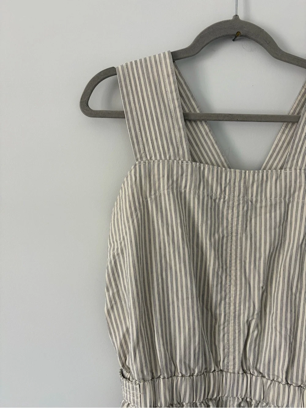 Everlane Fatigue Apron Sleeveless Organic Cotton Wide Leg Ivory Grey Jumpsuit 6